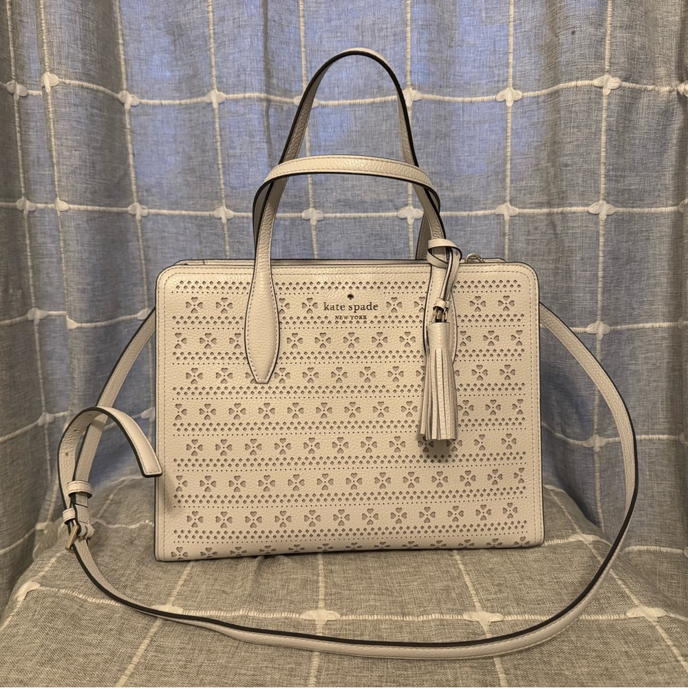 NWOT Kate Spade Rowe White Laser Cut Detail Bag